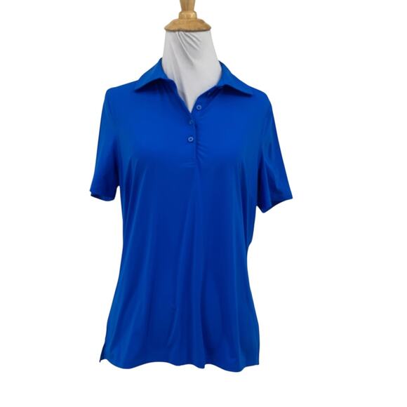 G/Fore Polo Shirt Womens M Cobalt Blue Short Sleeve Quick Dry Performance Golf - Picture 1 of 9